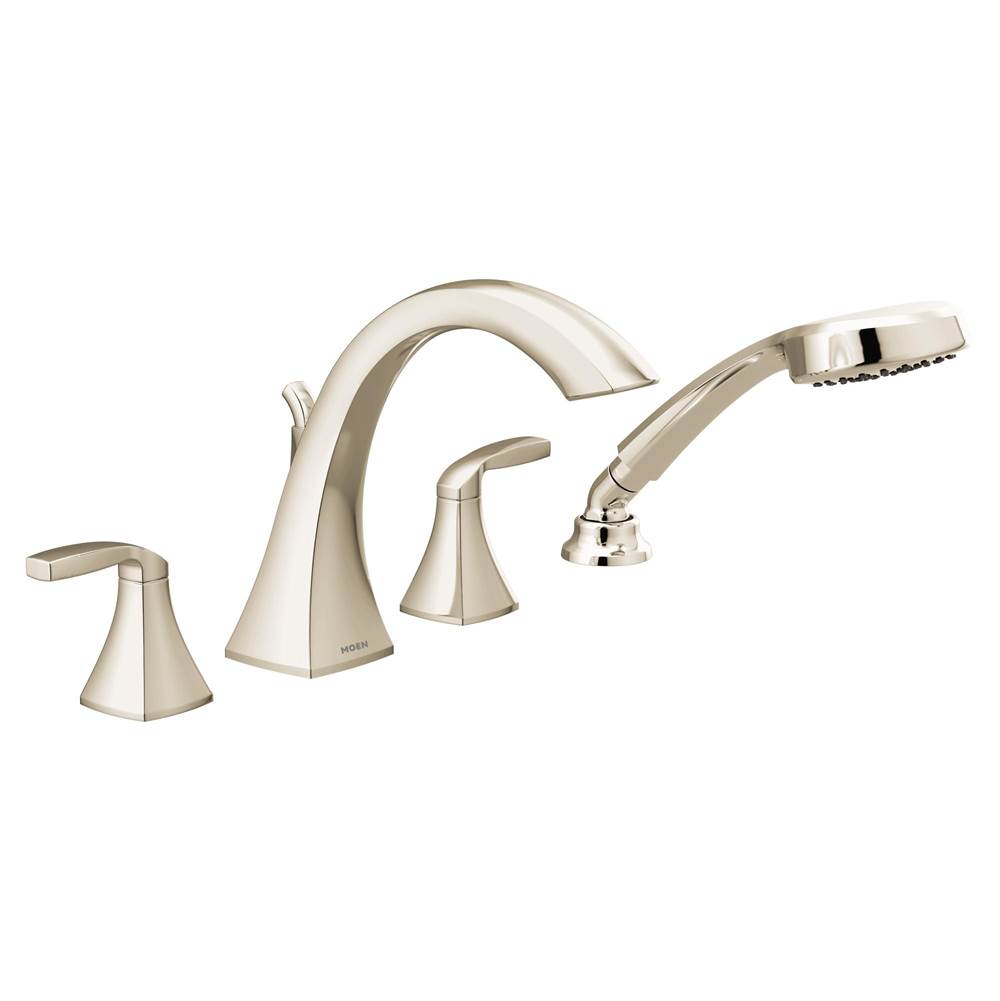 Moen Canada Voss Polished Nickel Two-Handle High Arc Roman Tub Faucet Includes Hand Shower