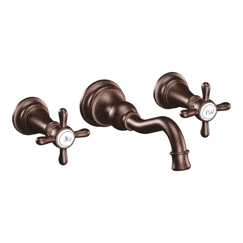 Moen Canada Weymouth Oil Rubbed Bronze Two-Handle High Arc Wall Mount Bathroom Faucet