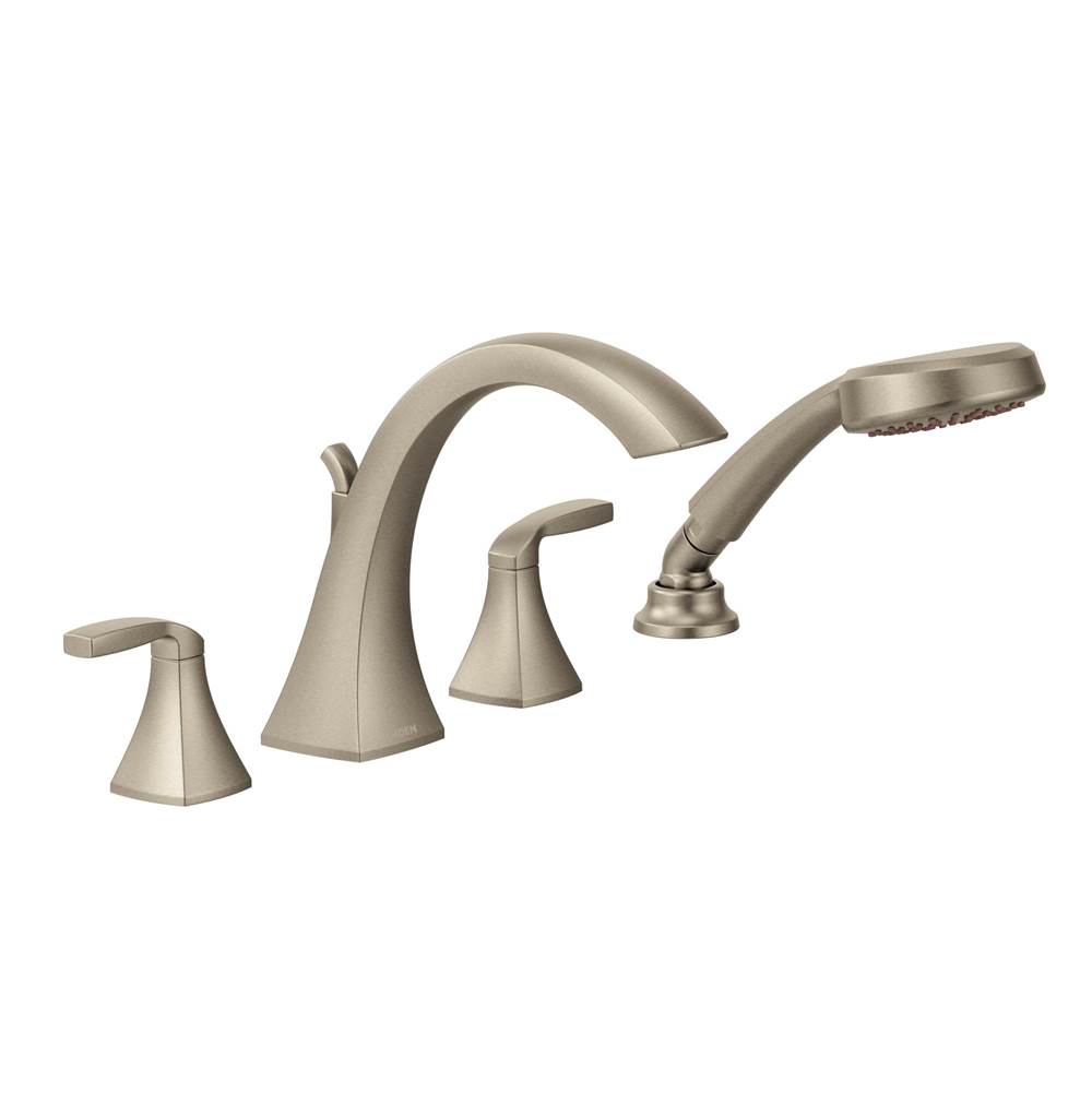 Moen Canada Voss Brushed Nickel Two-Handle High Arc Roman Tub Faucet Includes Hand Shower