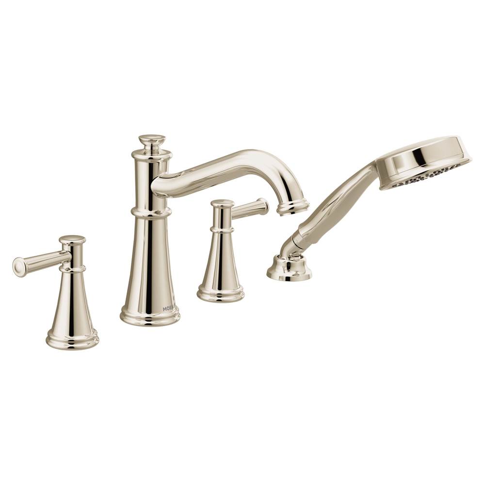 Moen Canada Belfield Polished Nickel Two-Handle Diverter Roman Tub Faucet Includes Hand Shower