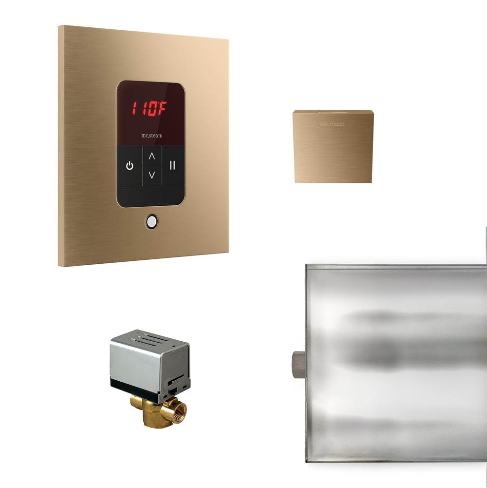 Mr. Steam Basic Butler Steam Shower Control Package with iTempo Control and Aroma Designer SteamHead in Square Brushed Bronze