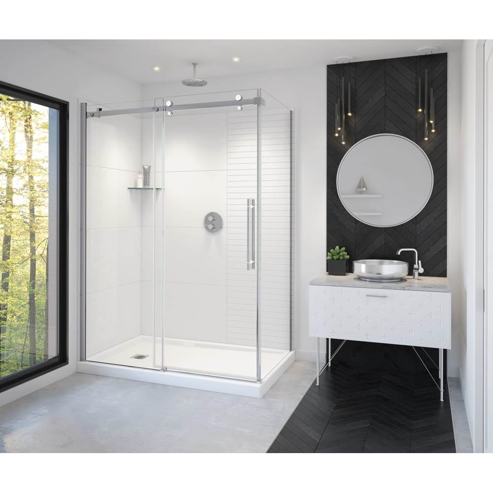 Maax Canada Vela 56 1/2-59 x 78 3/4 in. 8mm Sliding Shower Door for Alcove Installation with Clear glass in Chrome and Matte White