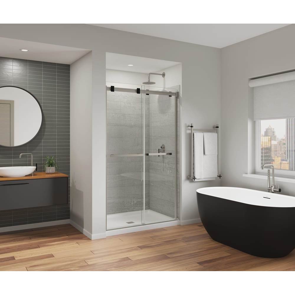 Maax Canada Duel Alto 44-47 X 78 in. 8mm Bypass Shower Door for Alcove Installation with GlassShield® glass in Brushed Nickel & Matte Black