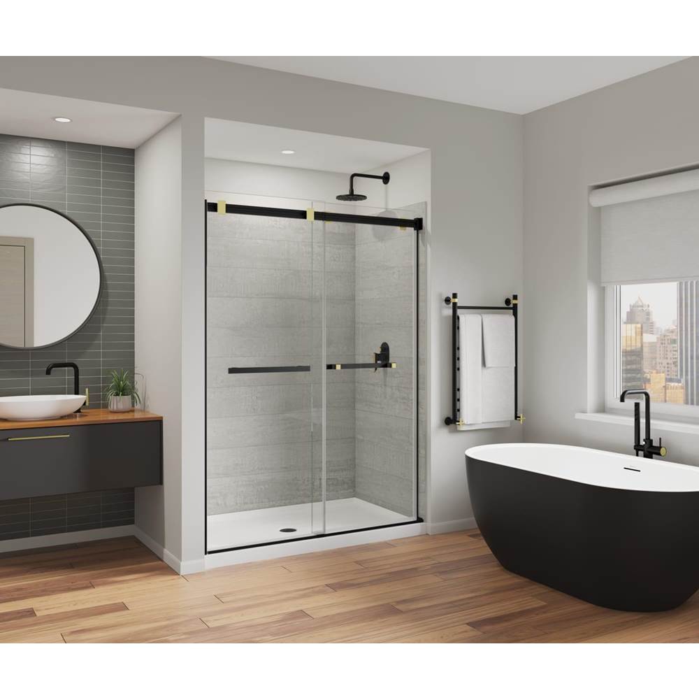 Maax Canada Duel Alto 56-59 X 78 in. 8mm Bypass Shower Door for Alcove Installation with GlassShield® glass in Matte Black & Brushed Gold