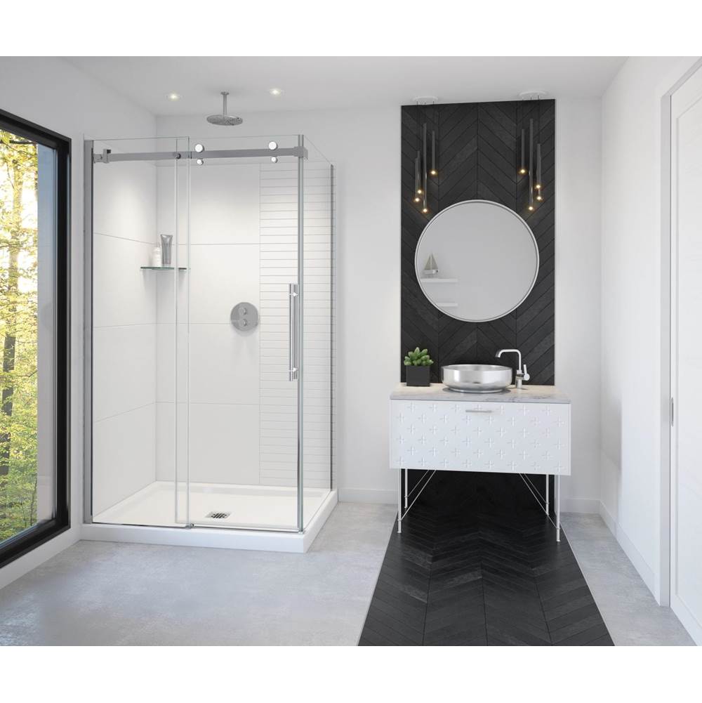 Maax Canada Vela 44 1/2-47 x 78 3/4 in. 8mm Sliding Shower Door for Alcove Installation with Clear glass in Chrome and Matte White
