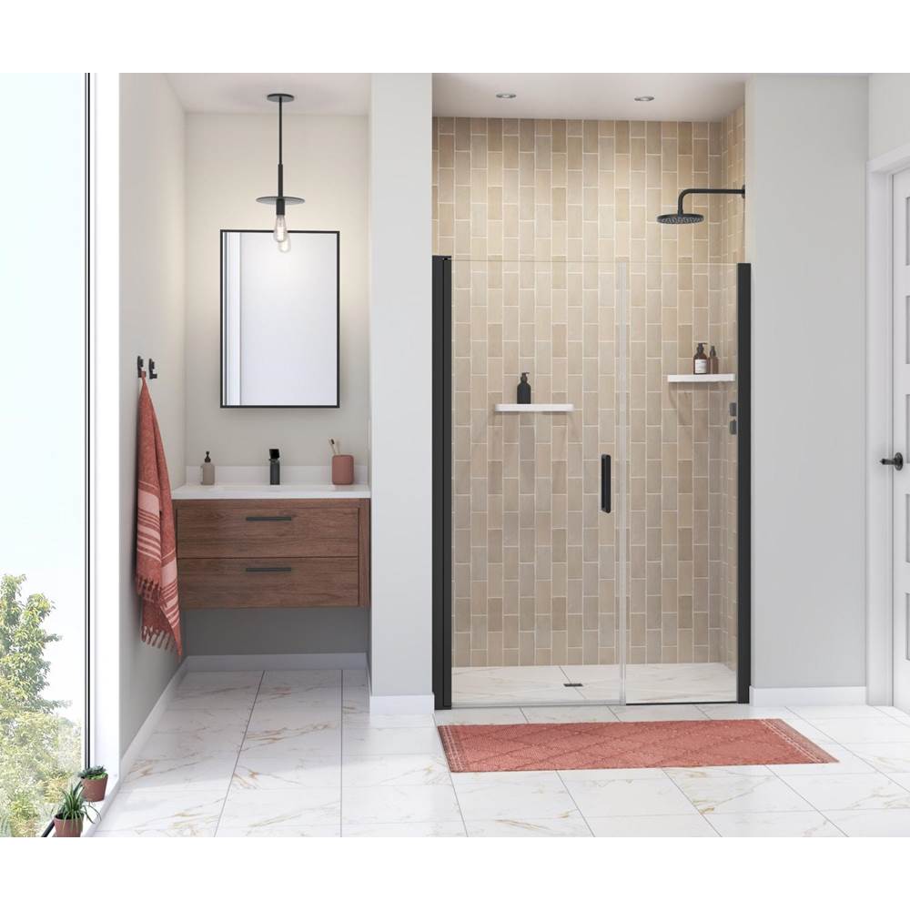 Maax Canada Manhattan 51-53 x 68 in. 6 mm Pivot Shower Door for Alcove Installation with Clear glass & Round Handle in Matte Black