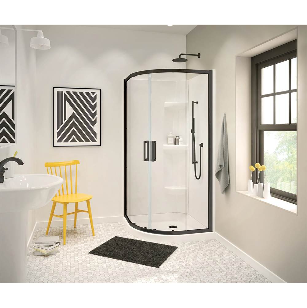 Maax Canada Radia Neo-round 32 x 32 x 71 1/2 in. 6 mm Sliding Shower Door for Corner Installation with Clear glass in Matte Black