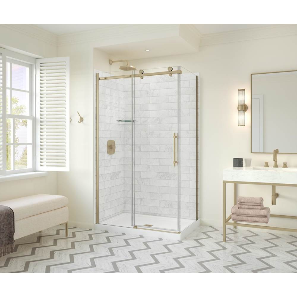 Maax Canada Odyssey SC 48'' x 32'' x 78'' 8mm Sliding Shower Door for Corner Installation with Clear glass in  Brushed Gold