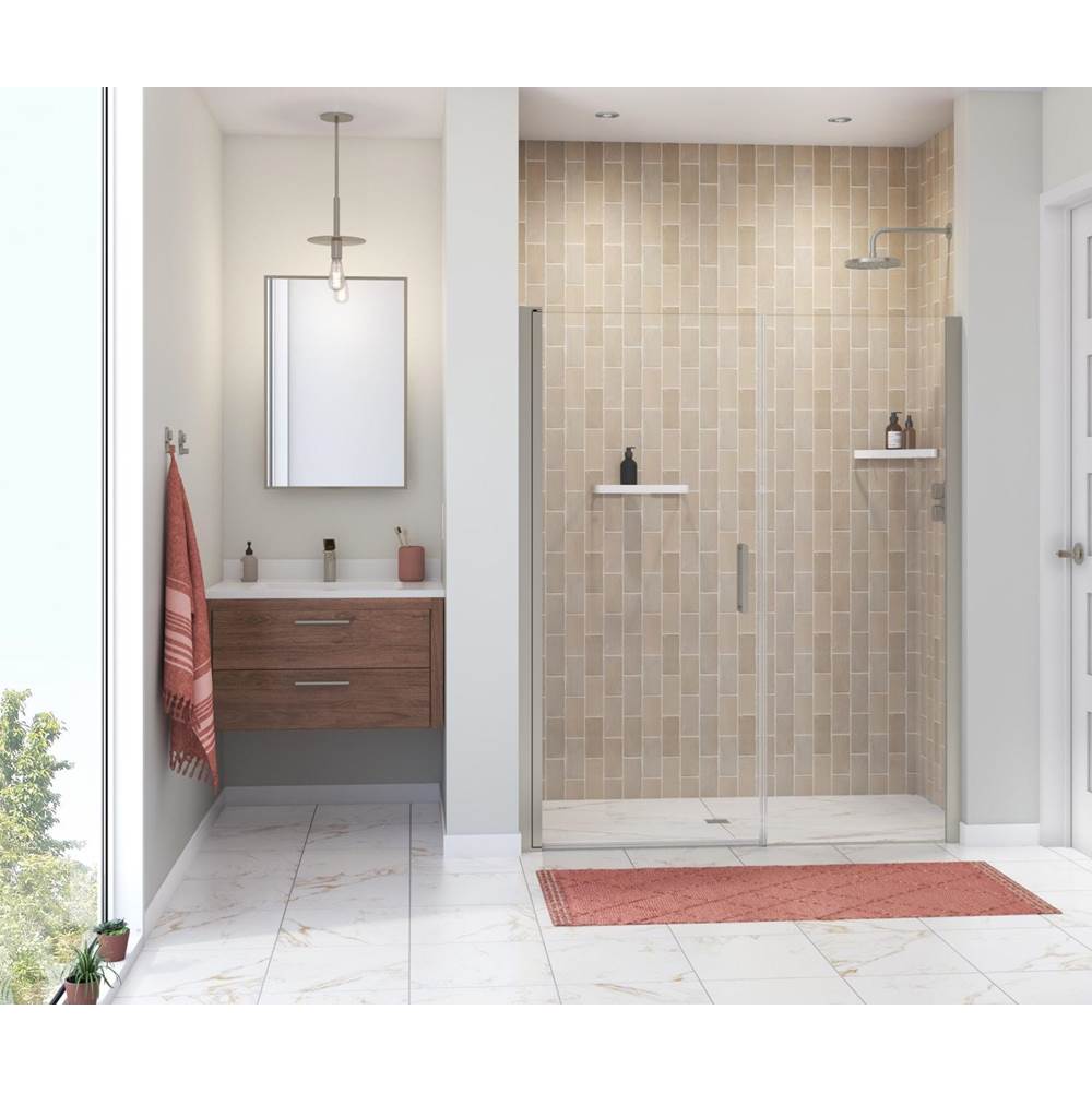 Maax Canada Manhattan 55-57 x 68 in. 6 mm Pivot Shower Door for Alcove Installation with Clear glass & Round Handle in Brushed Nickel