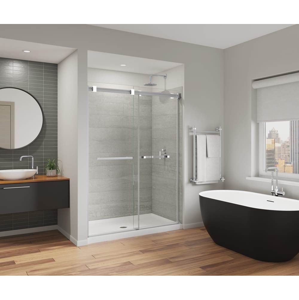 Maax Canada Duel Alto 56-59 X 78 in. 8mm Bypass Shower Door for Alcove Installation with GlassShield® glass in Chrome & Matte White