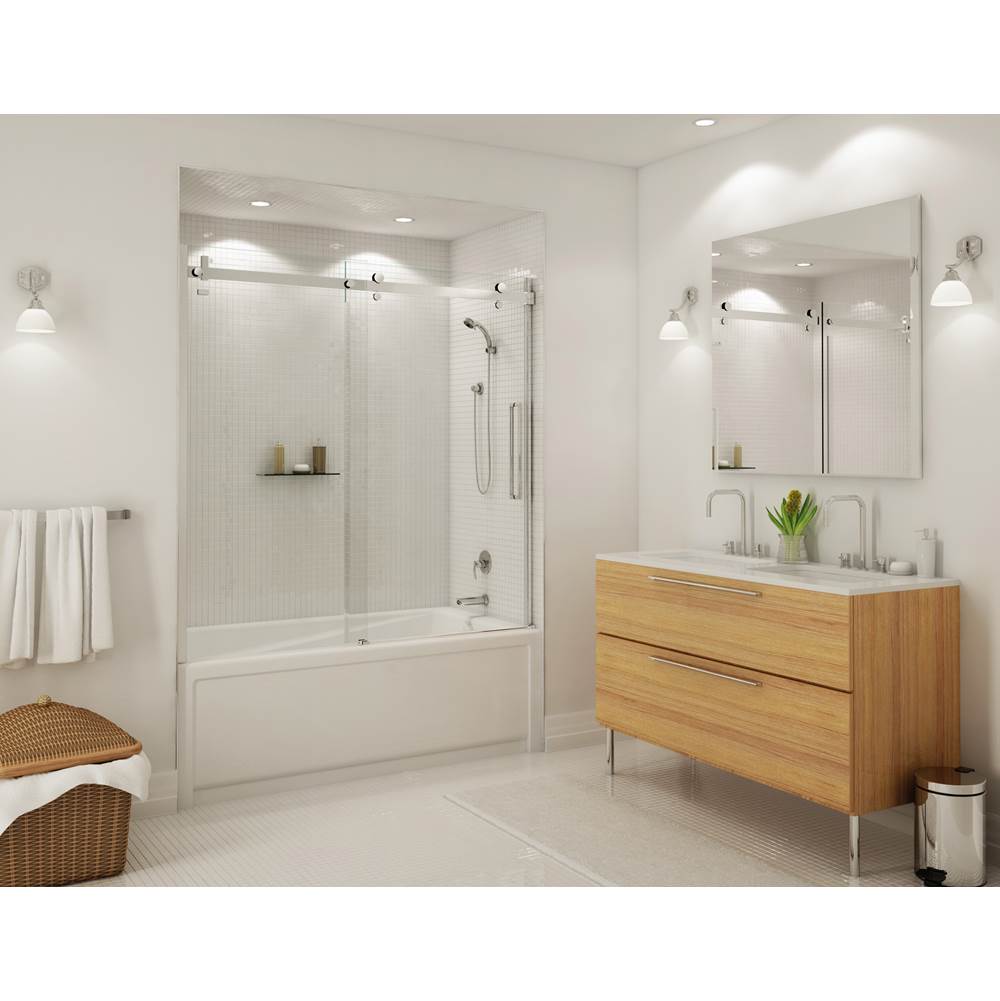 Maax Canada Halo 56.5-59 in. x 59 in. Sliding Tub Door with Clear Glass in Brushed Nickel