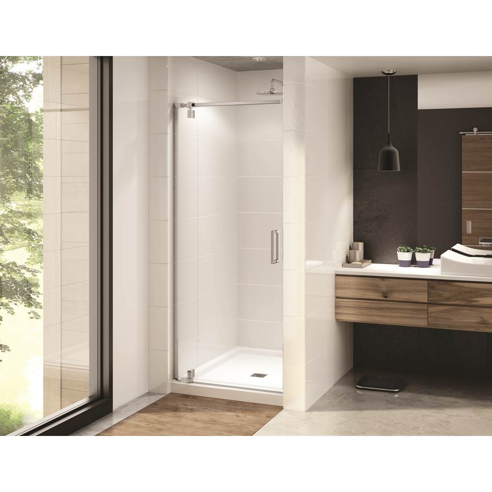 Maax Canada ModulR 36 in. x 78 in. Pivot Alcove Shower Door with Clear Glass in Brushed Nickel