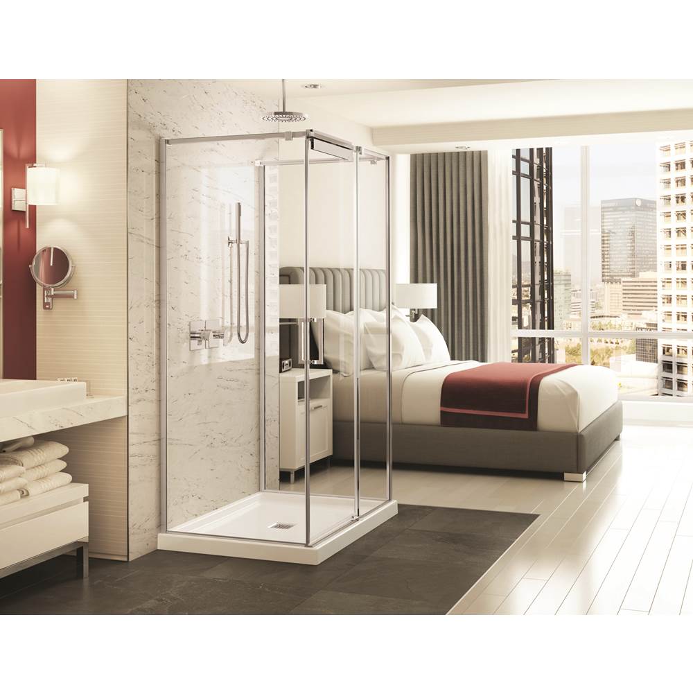Maax Canada ModulR 48 in. x 78 in. Pivot Wall Mounted Shower Door with Clear Glass in Brushed Nickel
