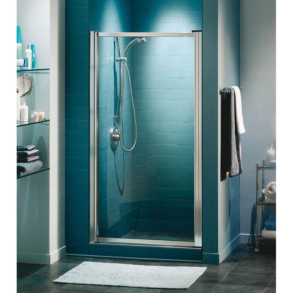 Maax Canada Pivolok 27-28.75 in. x 64.5 in. Pivot Alcove Shower Door with Raindrop Glass in Chrome