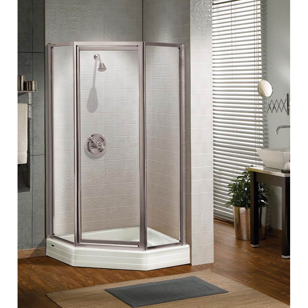 Maax Canada Silhouette Neo-angle 36 in. x 36 in. x 70 in. Pivot Corner Shower Door with Raindrop Glass in Chrome
