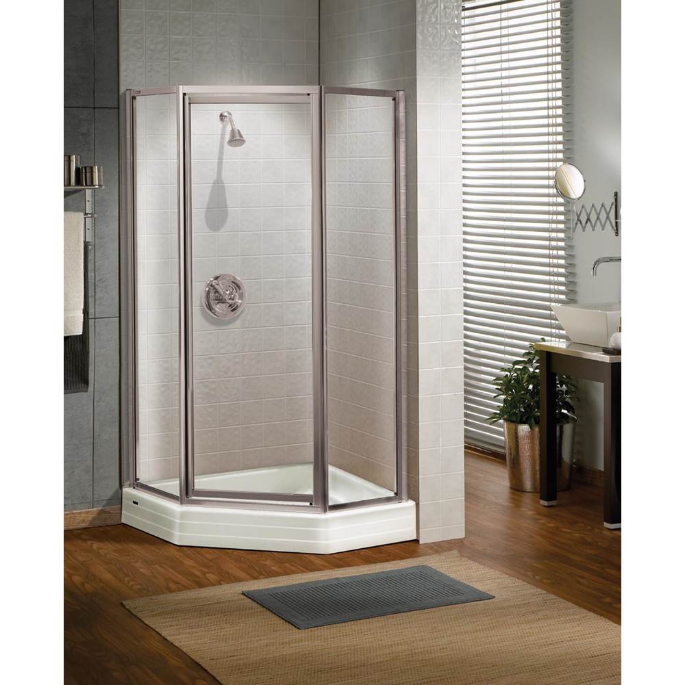 Maax Canada Silhouette Neo-angle 38 in. x 38 in. x 70 in. Pivot Corner Shower Door with Raindrop Glass in Chrome