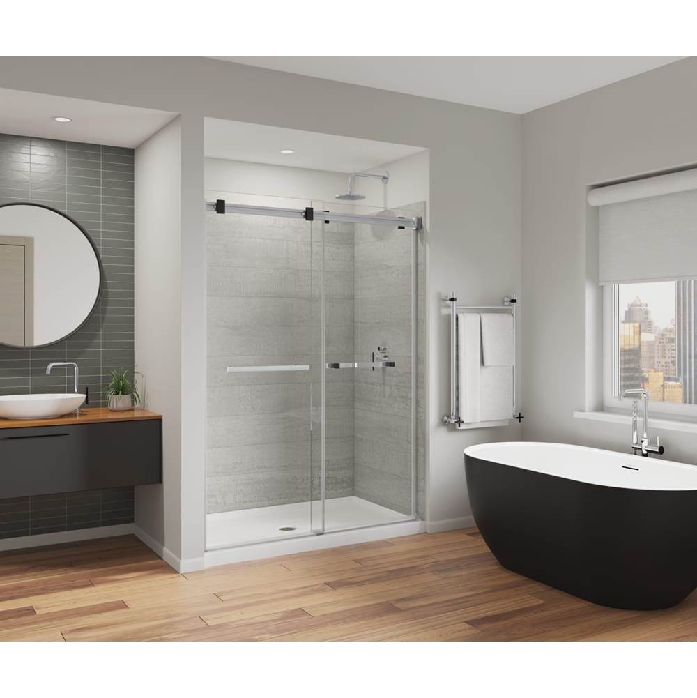 Maax Canada Duel Alto 56-59 X 78 in. 8mm Bypass Shower Door for Alcove Installation with GlassShield® glass in Chrome & Matte Black