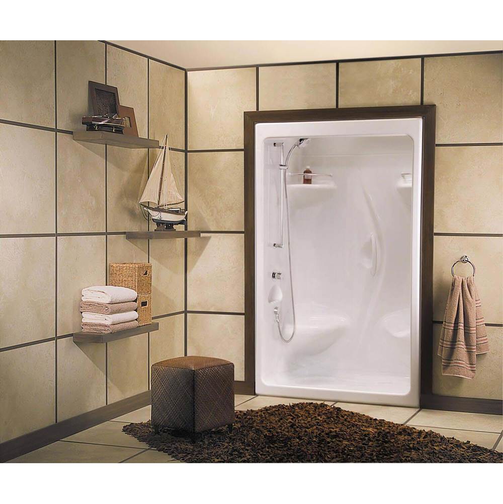 Maax Canada Stamina 48-I 51 in. x 35.75 in. x 85.25 in. 3-piece Shower with Left Seat, Center Drain in White