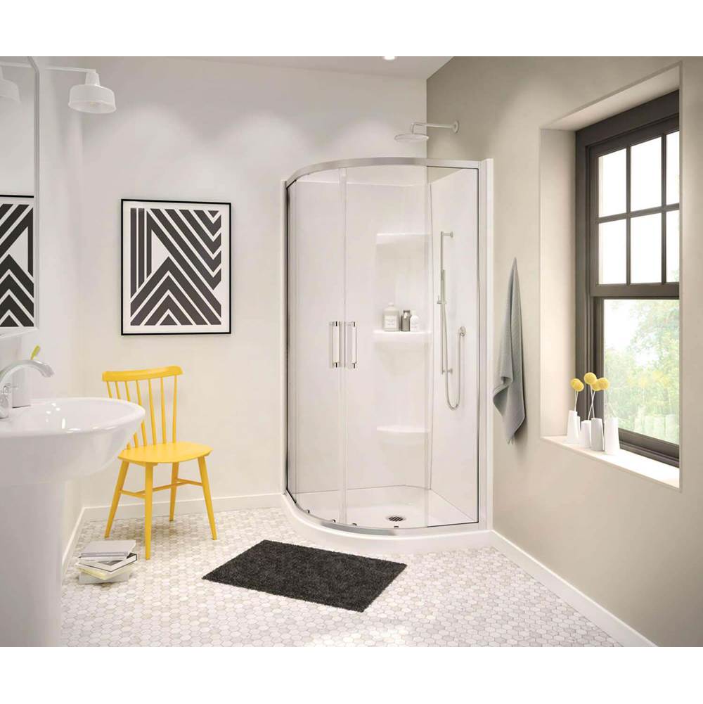Maax Canada NR 36.125 in. x 36.125 in. x 4.125 in. Neo-Round Corner Shower Base with Center Drain in White