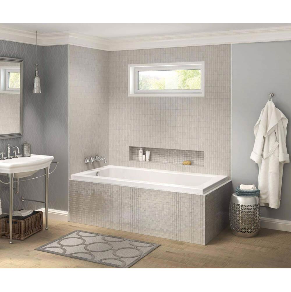 Maax Canada Pose IF 71.5 in. x 35.375 in. Corner Bathtub with Aeroeffect System Left Drain in White