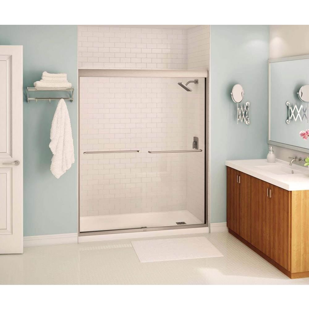 Maax Canada Kameleon 55-59 in. x 71 in. Bypass Alcove Shower Door with Clear Glass in Brushed Nickel