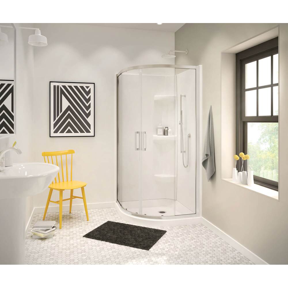 Maax Canada Radia Neo-round 36 in. x 36 in. x 71.625 in. Sliding Corner Shower Door with Clear Glass in Brushed Nickel
