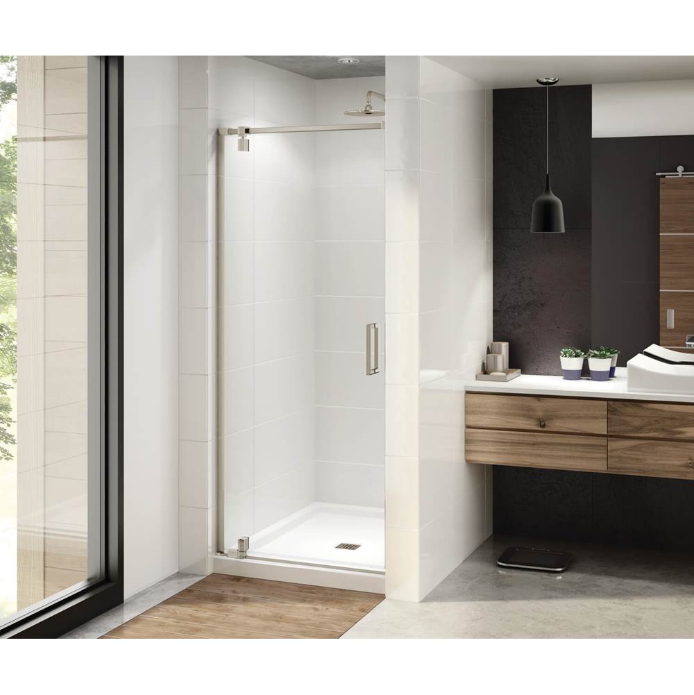 Maax Canada ModulR 34 in. x 78 in. Pivot Alcove Shower Door with Clear Glass in Brushed Nickel