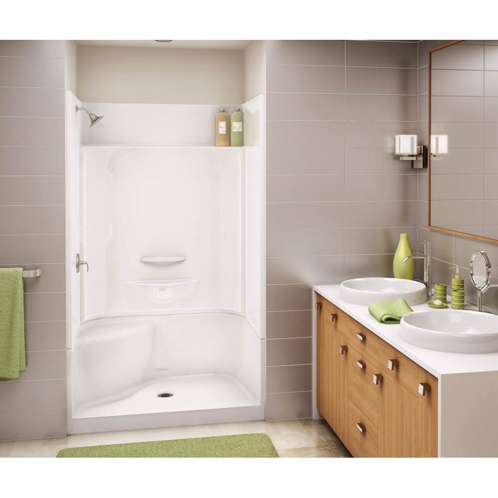 Maax Canada SPS 47.875 in. x 33.625 in. x 20.125 in. Rectangular Alcove Shower Base with Left Seat, Center Drain in White