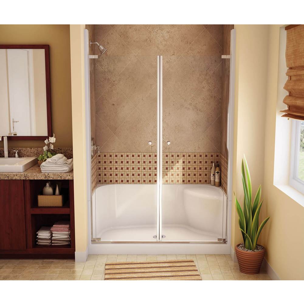 Maax Canada SPS AFR 47.875 in. x 33.625 in. x 22.125 in. Rectangular Alcove Shower Base with Right Seat, Center Drain in White