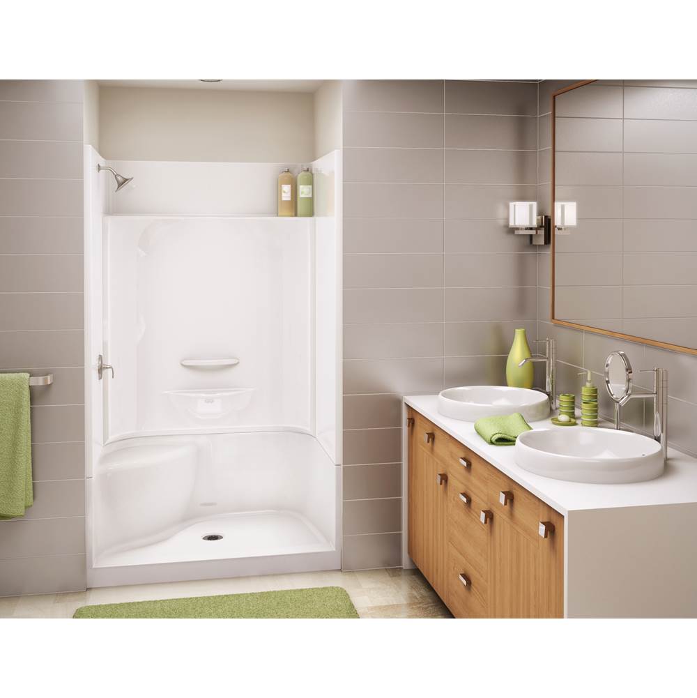 Maax Canada KDS 47.875 in. x 33.625 in. x 80.125 in. 4-piece Shower with Left Seat, Center Drain in White