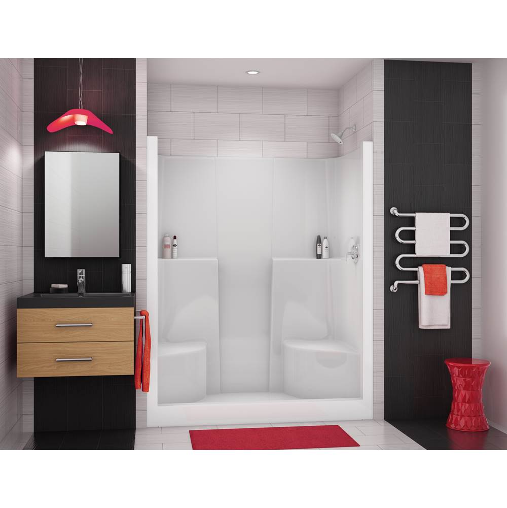 Maax Canada SS3660 60 in. x 36 in. x 75 in. 1-piece Shower with Two Seats, Center Drain in White