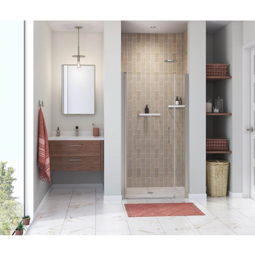 Maax Canada Manhattan 39-41 x 68 in. 6 mm Pivot Shower Door for Alcove Installation with Clear glass & Round Handle in Brushed Nickel