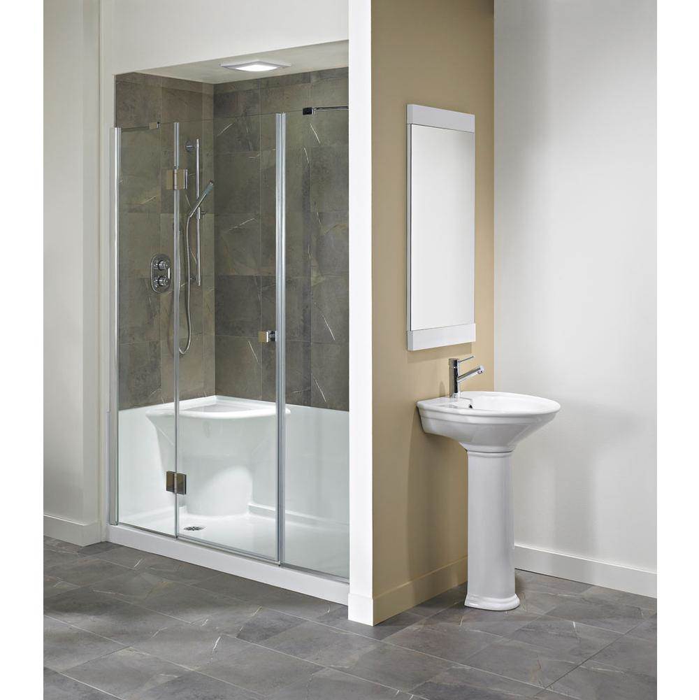 Produits Neptune KOYA shower base 32x60 with Left Seat and Right drain, Biscuit