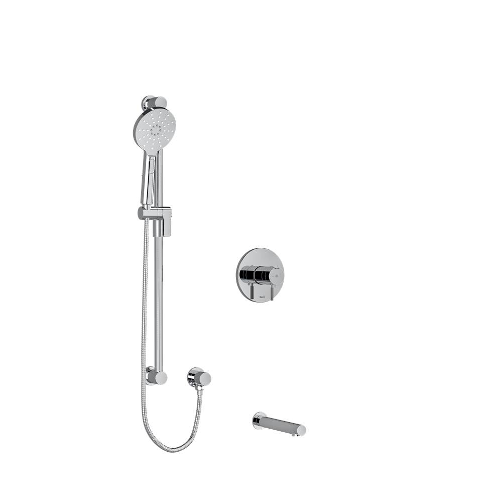 Riobel 1/2'' 2-way Type T/P (thermostatic/pressure balance) coaxial system with spout and hand shower rail