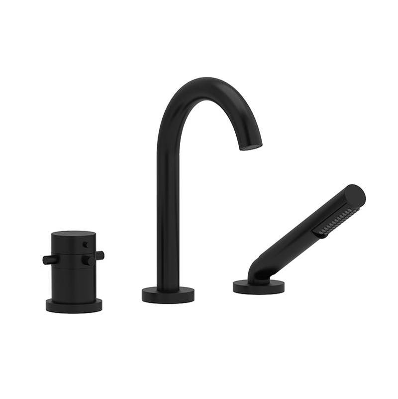 Riobel 2-way 3-piece Type T (thermostatic) coaxial deck-mount tub filler with hand shower