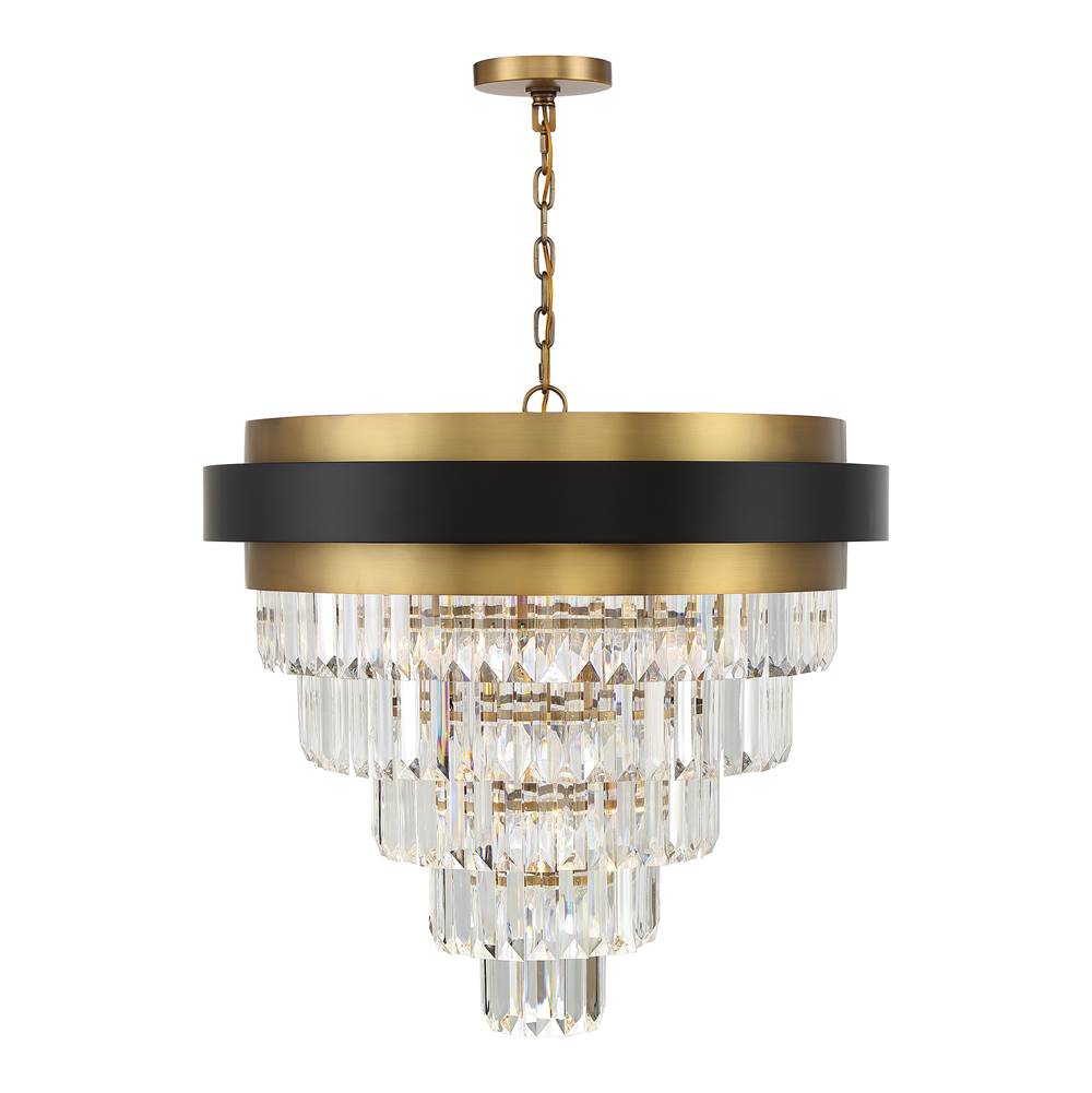 Savoy House Marquise 9-Light Chandelier in Matte Black with Warm Brass Accents