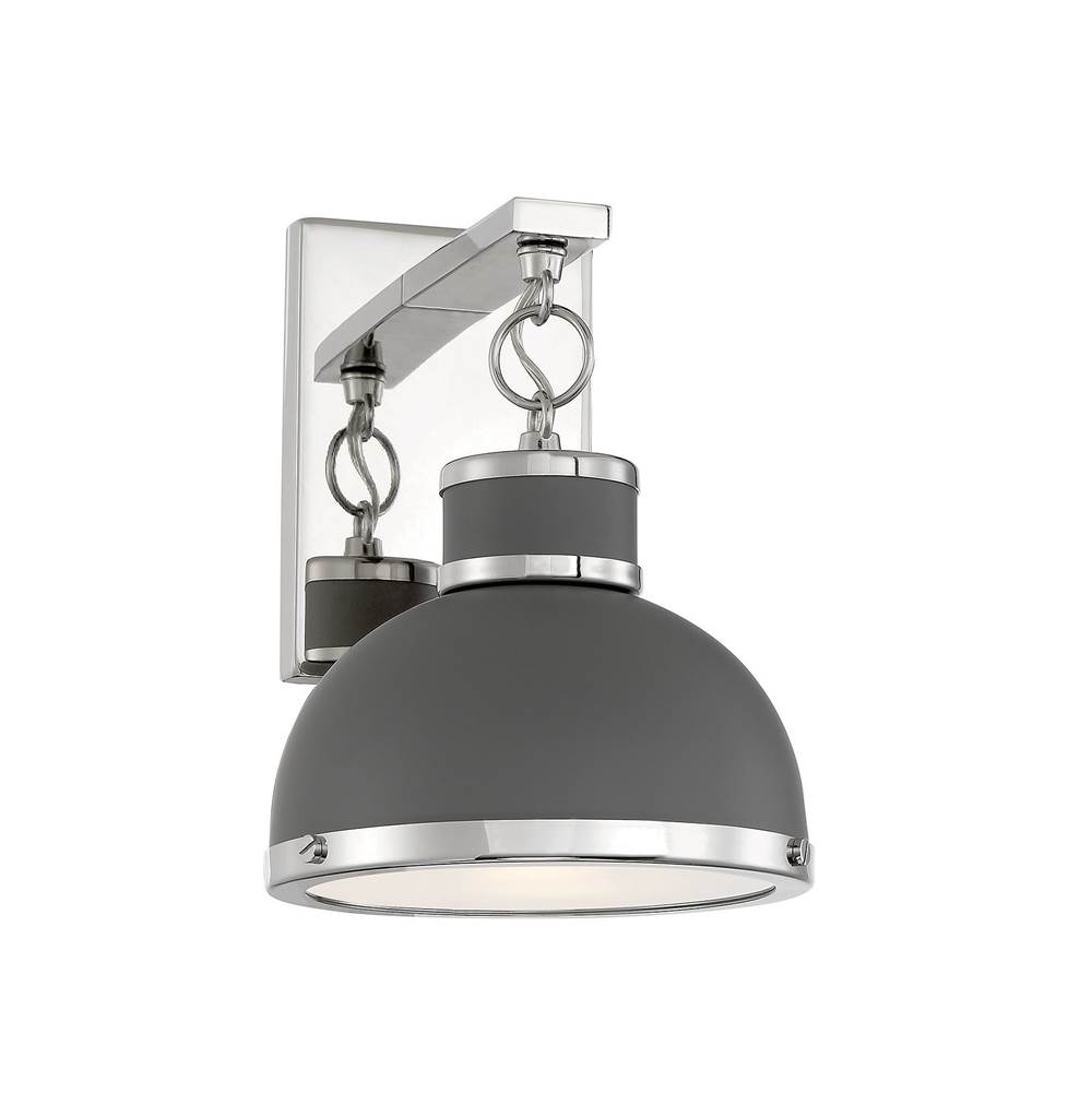 Savoy House Corning 1-Light Wall Sconce in Gray with Polished Nickel Accents