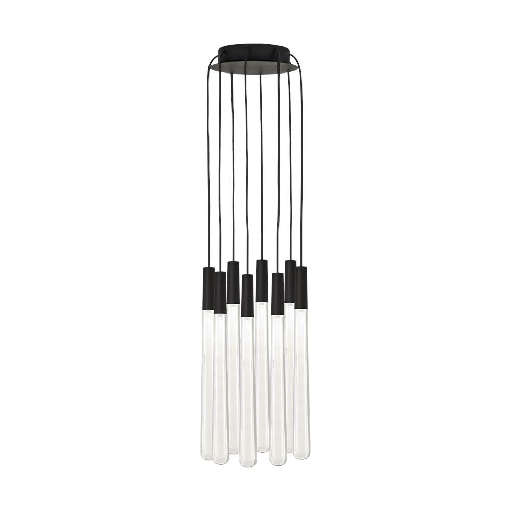 Visual Comfort Modern Collection Sean Lavin Pylon 8-Light Dimmable Led Crystal Light Chandelier With Nightshade Black Finish And Crystal Shades