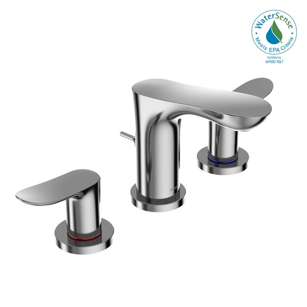 TOTO GO Series 1.2 GPM Two Handle Widespread Bathroom Sink Faucet with Drain Assembly, Polished Chrome