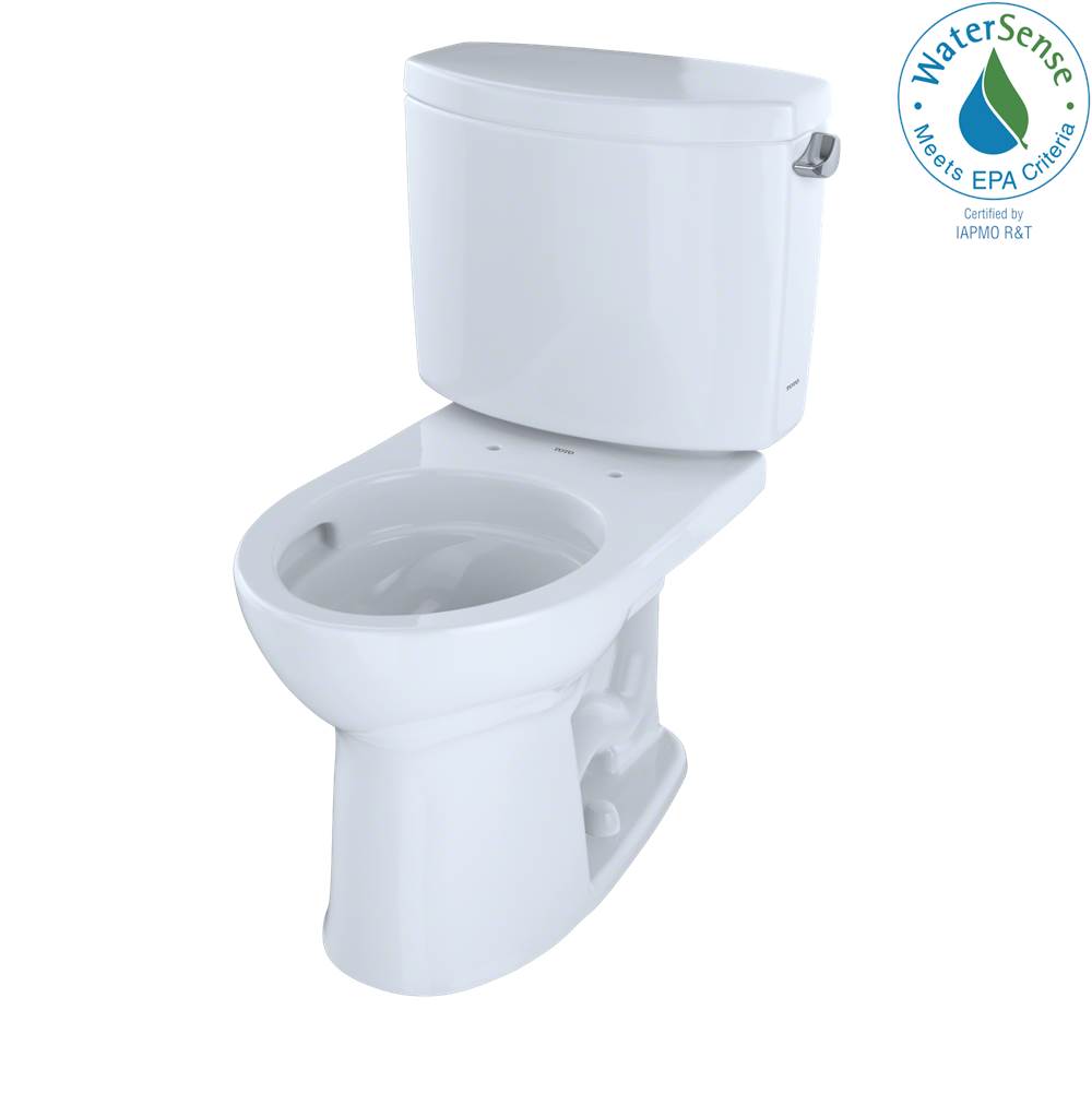 TOTO Drake® II Two-Piece Round 1.28 GPF Universal Height Toilet with CEFIONTECT and Right-Hand Trip Lever, Cotton White