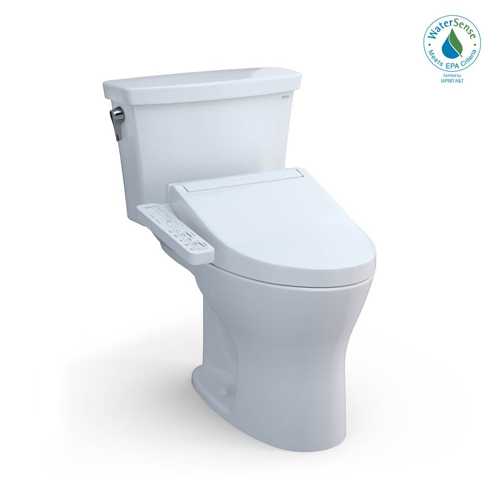 TOTO Drake® Transitional WASHLET®+ Two-Piece Elongated Dual Flush 1.28 and 0.8 GPF Unv. Height with 10 Inch Rough-In Toilet and WASHLET C2 Bidet Seat