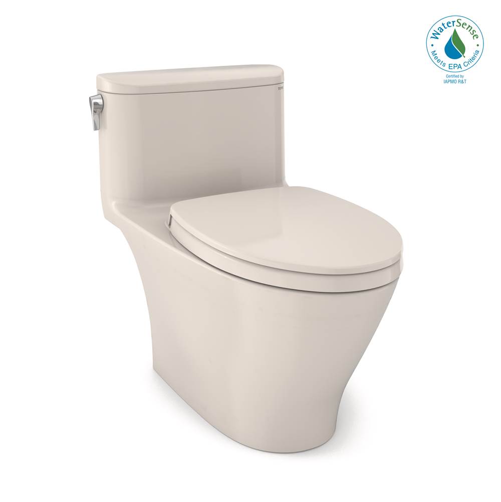 TOTO Nexus® 1G® One-Piece Elongated 1.0 GPF Universal Height Toilet with CEFIONTECT® and SS124 SoftClose Seat, WASHLET®+ Ready, Sedona Beige