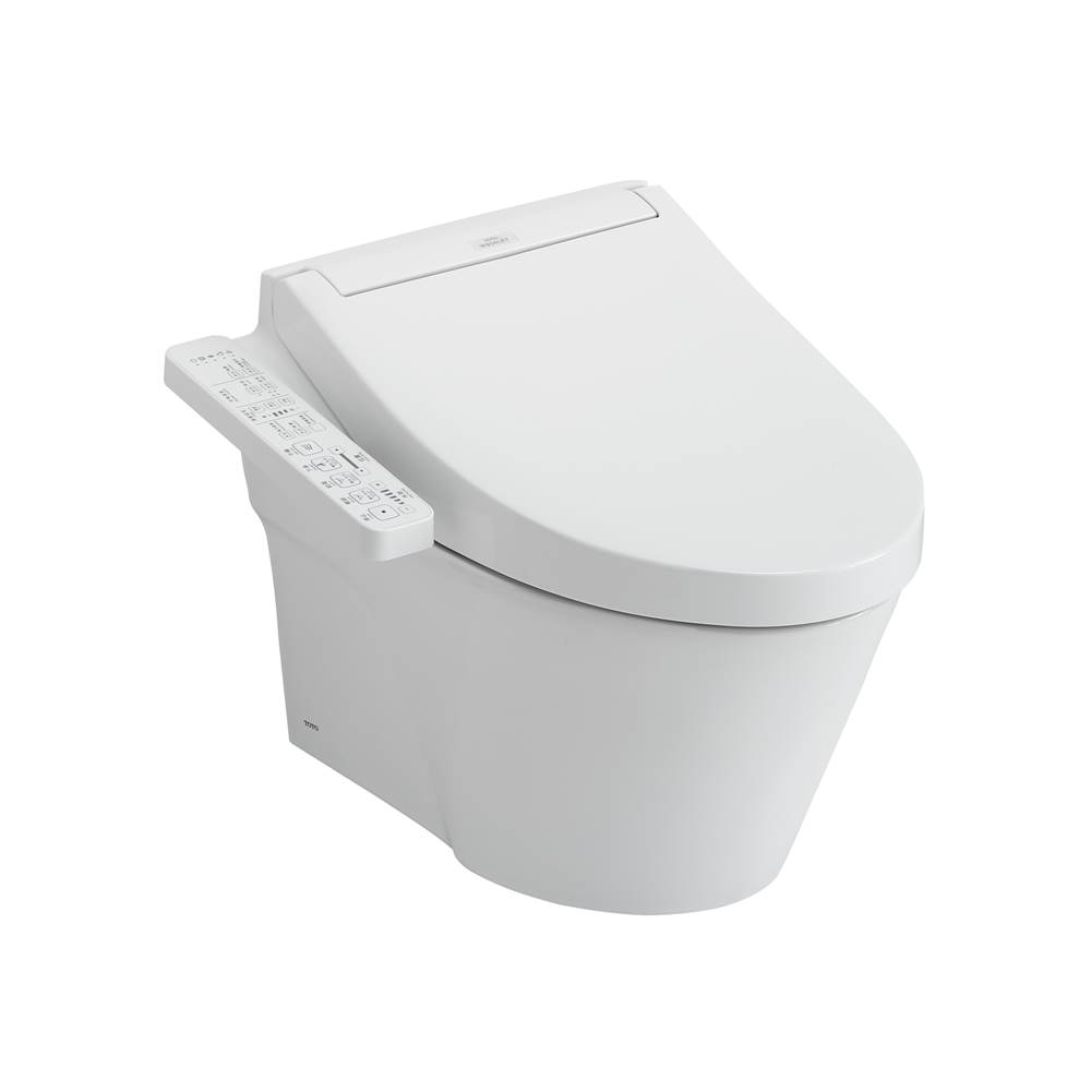 TOTO WASHLET®+ AP Wall-Hung Elongated Toilet and WASHLET C2 and DuoFit® In-Wall 0.9 and 1.28 GPF Dual-Flush Tank System, Matte Silver