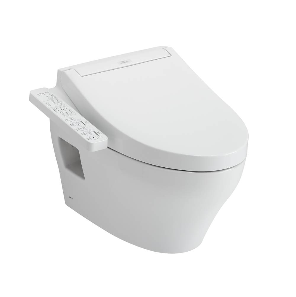 TOTO WASHLET®+ EP Wall-Hung Elongated Toilet and WASHLET C2 Bidet Seat and DuoFit® In-Wall 0.9 and 1.28 GPF Dual-Flush Tank System, Matte Silver