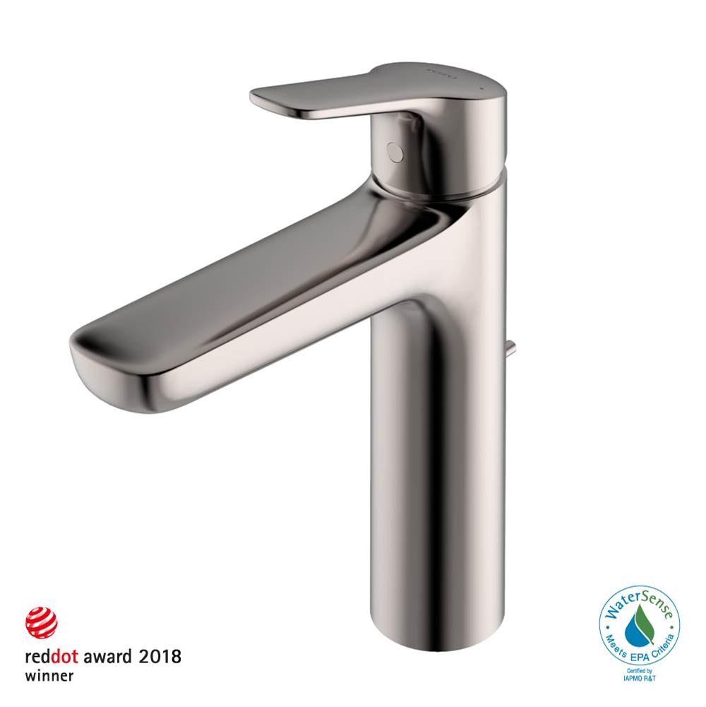 TOTO GS Series 1.2 GPM Single Handle Bathroom Faucet for Semi-Vessel Sink with COMFORT GLIDE Technology and Drain Assembly, Polished Nickel
