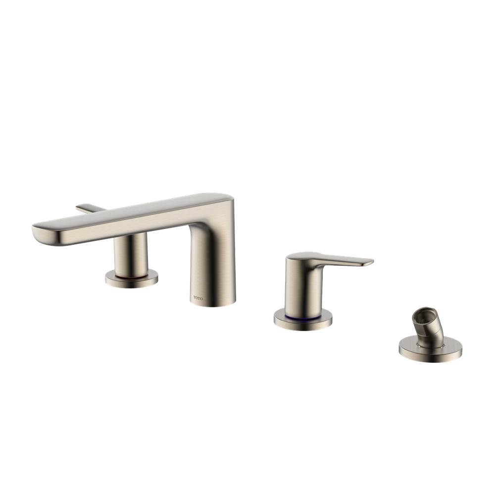 TOTO GS Four-hole Deck-Mount Roman Tub Filler Trim with Handshower, Brushed Nickel