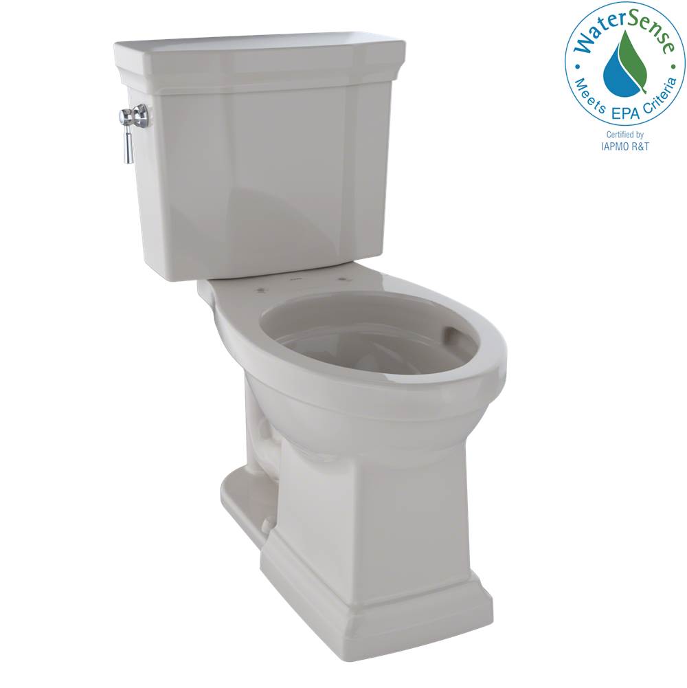 TOTO Promenade® II Two-Piece Elongated 1.28 GPF Universal Height Toilet with CeFiONtect™, Sedona Beige