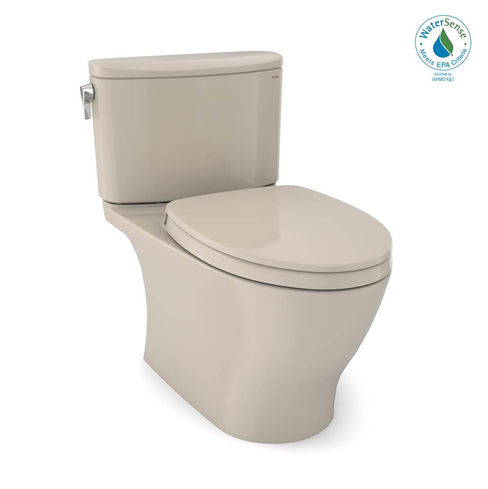 TOTO Nexus® Two-Piece Elongated 1.28 GPF Universal Height Toilet with CEFIONTECT® and SS124 SoftClose Seat, WASHLET®+ Ready, Bone