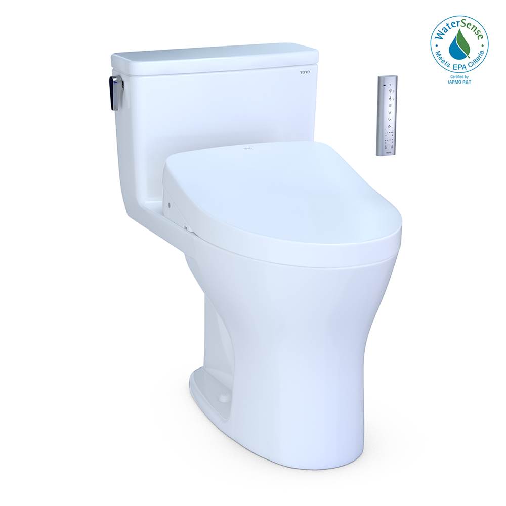 TOTO UltraMax® WASHLET®+ One-Piece Elongated Dual Flush 1.28 and 0.8 GPF DYNAMAX TORNADO FLUSH® Toilet with S500e Bidet Seat, Cotton White