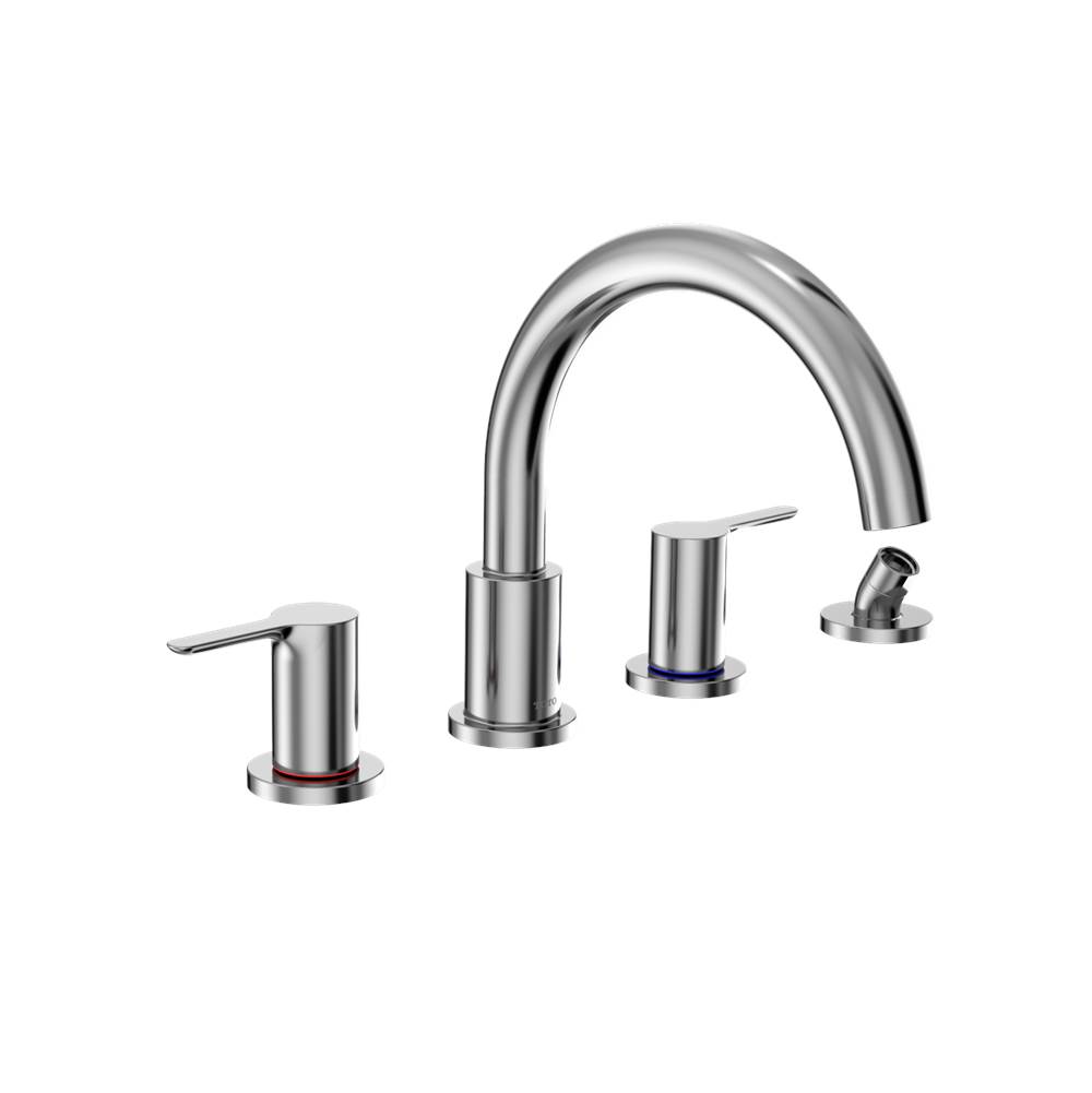 TOTO LB Two-Handle Deck-Mount Roman Tub Filler Trim with Handshower, Polished Chrome